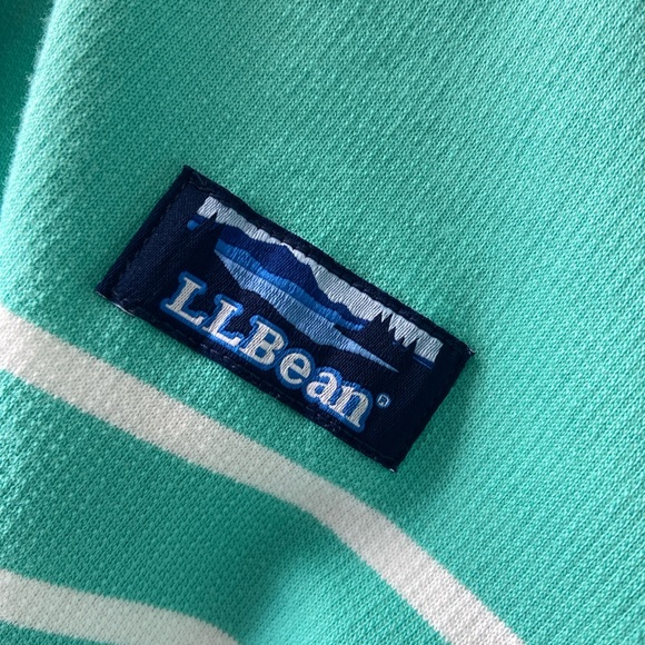 L.L. BEAN TEAL BLUE STRIPED LONG SLEEVED CLASSIC POLO SHIRT, LARGE - Picture 6 of 10
